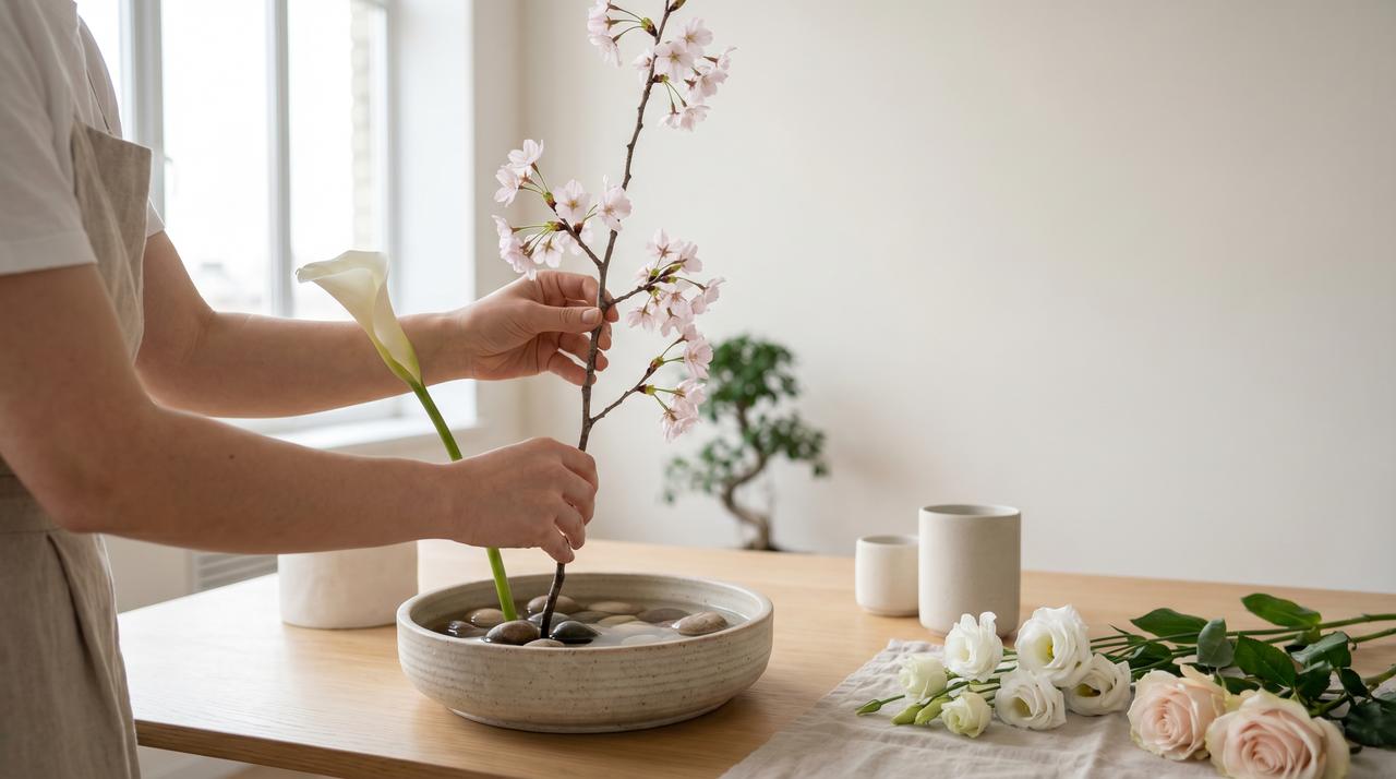 香蕉视频插花艺术视频教程 – 东方花道视频演示，www.zadlgd.cn